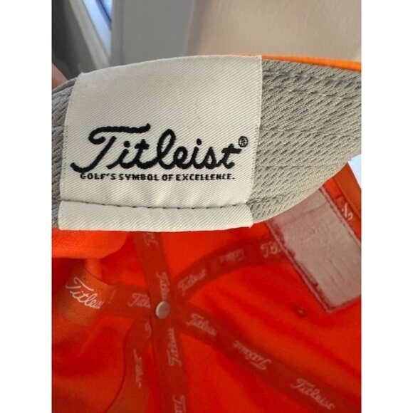 Titleist Pro V1 Golf Hat Neon Orange Adjustable Strapback Cap FJ Footjoy Nylon - Picture 10 of 10